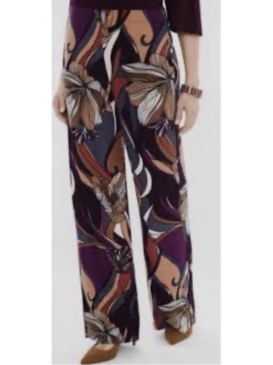 Chico's Pants - Chico's 2 women's large Travelers Floral Print Wide Leg Pants Stretchy bohemian